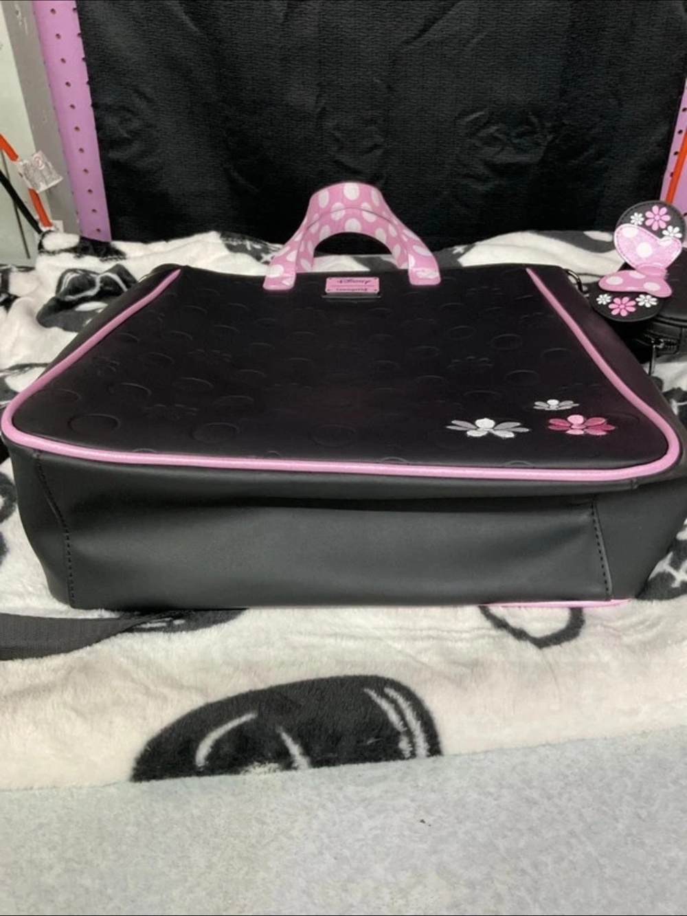 Disney Black Tote Bag with Pink Minnie Mouse Bow Accents - Picture 5 of 8